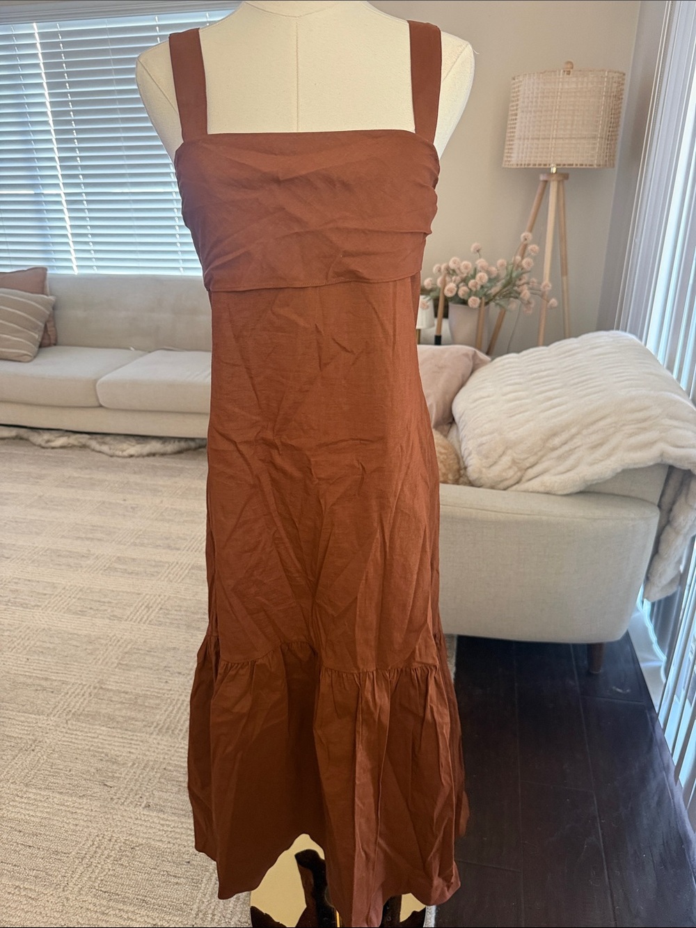 Theory Rust Brown Sleeveless Midi Dress